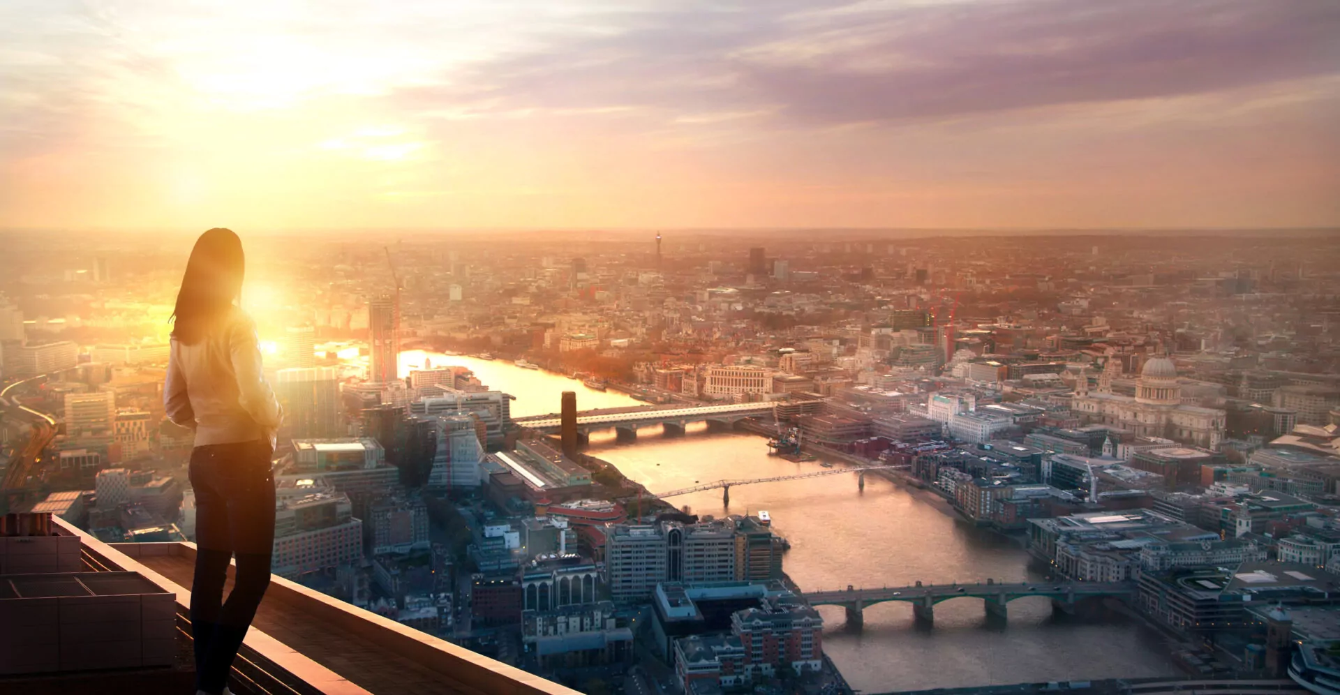 Young woman looking over the City