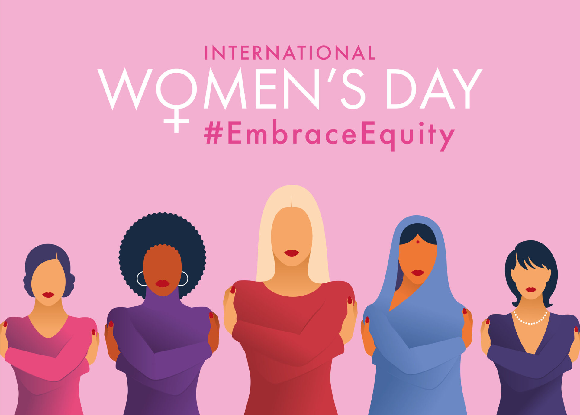 International women’s day concept poster. Embrace equity.